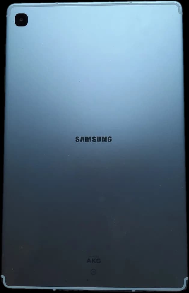 Achterkant van een gebruikte Samsung Galaxy Tab S6 Lite